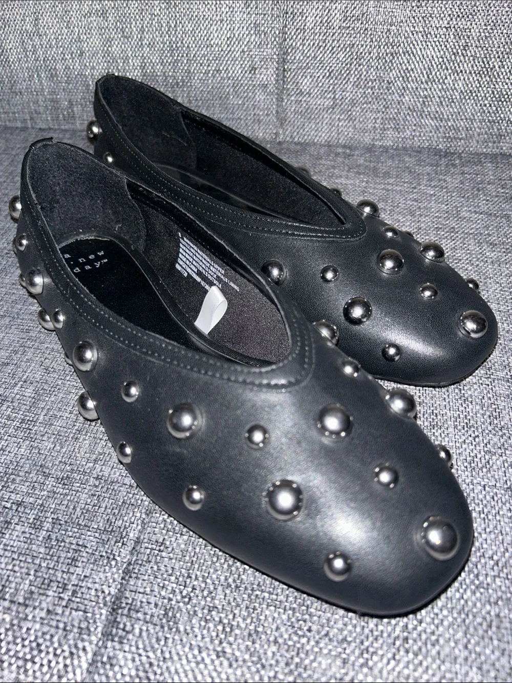 NEW - a new day Black Studded Ballet Flats - Picture 1 of 9